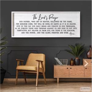 Our Father Prayer Bible Verse Framed Wall Art, 40''15'' Rustic Religious Christian Lords Prayer Sign for God Jesus Christ Prayer, Horizontal Holy Inspirational Catholic Scripture Decor