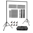 Hemmotop Backdrop Stand 10x8ft (WxH), Photography Background Stand for Parties, Adjustable Photo Backdrop Stands Kit for Wedding, Photo Booth, Party, Decoration, Balloon, Projector Screen
