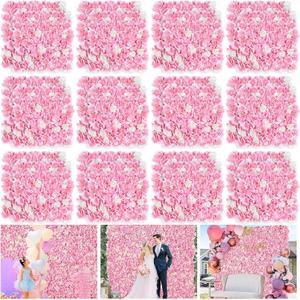 Pink Backdrop Flower Wall Panel: 24 Pcs 3D Silk Flower Wall Backdrop Artificial Hydrangea Floral Backdrop for Wedding Party Birthday Decoration (15 x 15 Inch) Pink Backdrop Flower Wall Panel: 24 Pcs 3D Silk Flower Wall Backdrop Artificial Hydrangea Floral Backdrop for Wedding Party Birthday Decoration (15 x 15 Inch)