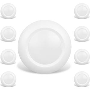 8 Pack 6 Inch LED Low Profile Recessed & Surface Mount Disk Light, Round, 15W, 900 Lumens, 4000K Cool White, CRI80, Driverless Design, Dimmable, ETL Listed, White
