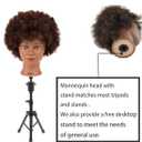 Morris Mannequin Head with 100% Human Hair - Curly Hair Training Head for Cosmetology, Hairdresser Practice, Styling, Braiding with Clamp Stand
