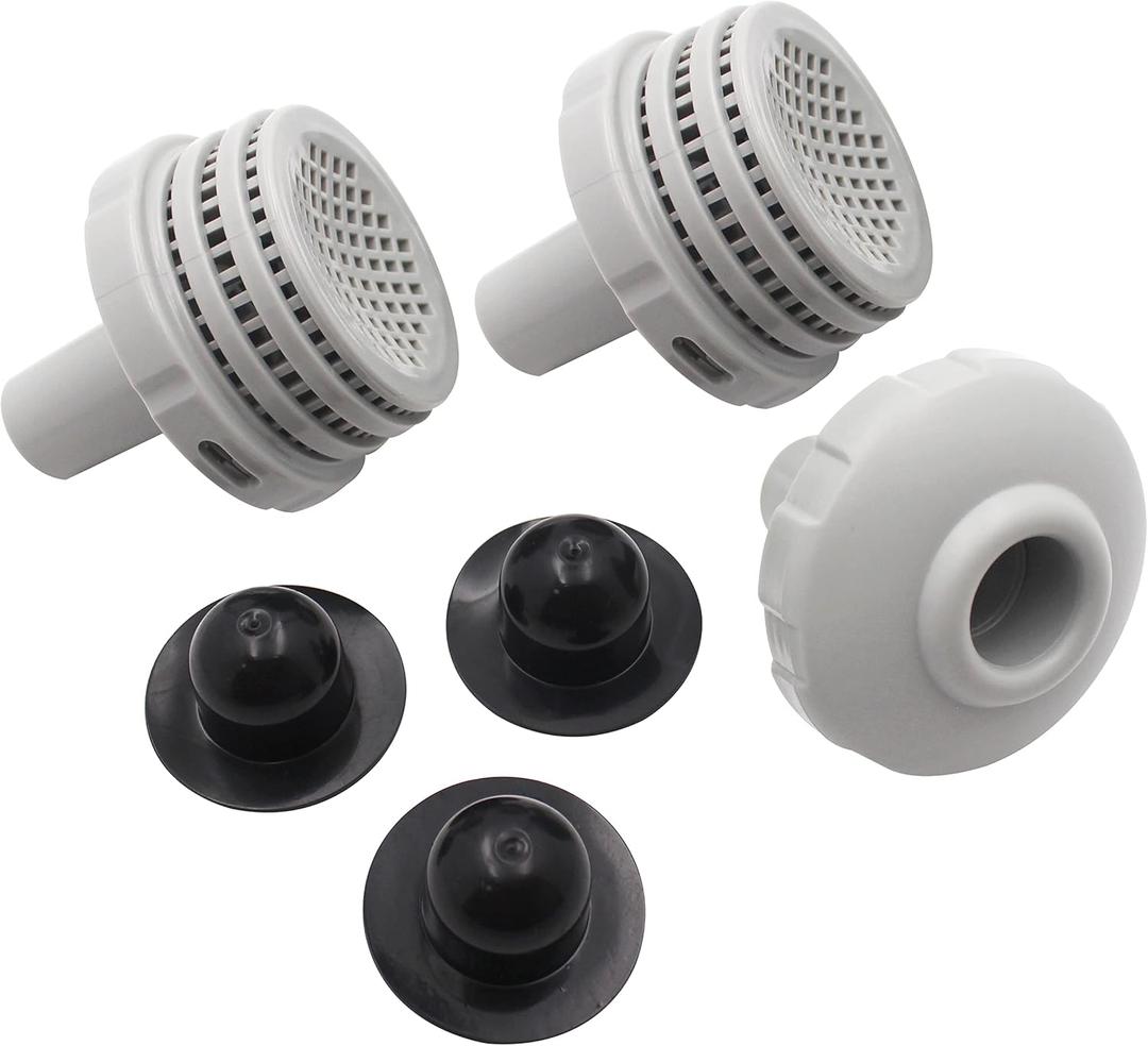 25022E Swimming Pool Water Jet Connector Kits with Outlet Strainer Grid,Inlet Nozzle and Hole Plug with 1.25 Inch Fittings
