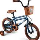 RULLY 16 Inch Boys' Bike for Kids Ages 2-6, Toddler Bicycle with Training Wheels, Coaster Brake & Handbrake, and Front Basket(Blue Black Green)