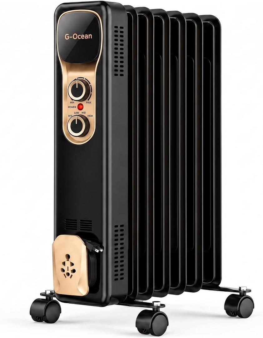 Oil Filled Radiator Heater,1500W,Manual Knob,Silent Heating