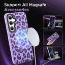 SAKUULO Magnetic for Samsung Galaxy S25 Plus Case Dark Purple Leopard Print Pattern [Compatible with MagSafe] [with Screen Protector] Wireless Charge Strengthen Protection Cover (6.7")