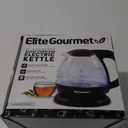 Elite Gourmet EKT1001B Electric 1.0L BPA-Free 1100W Glass Kettle Cordless 360° Base, Stylish Blue LED Interior, Handy Auto Shut-Off Function – Quickly Boil Water For Tea & More, Graphite Black