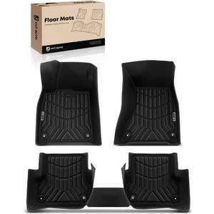 YHTAUTO Automotive All Weather Floor Mats Compatible with Cadillac CTS 2014-2019 Sedan, TPE Floor Liners All-Weather Protection Custom Fit, 1st & 2nd Row, Set of 3 Black