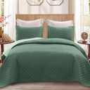 Exclusivo Mezcla Reversible Full Queen Quilt Bedding Set with Pillow Shams, Lightweight Quilts Queen Size, Soft Bedspreads Bed Coverlets for All Seasons - (Dark Green, 90"x96")
