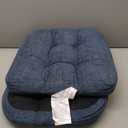 downluxe Chair Cushions for Dining Chairs 2 Pack, Tufted Indoor Chair Pads with Non-Slip Bottom, U-Shaped Kitchen Chair Cushions, 17"x17"x4", Navy