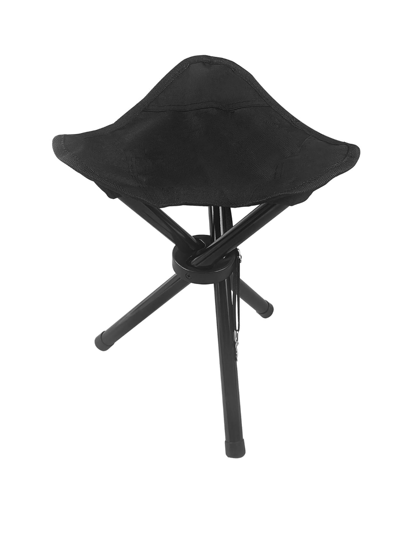 YSSOA Folding Tripod Camping Stool︱Tri-Leg Slacker Chair Super Compact for Outdoor Backpacking Fishing Picnic Travel Beach BBQ (Color: Black)