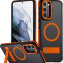 for Samsung Galaxy S21 Plus Case, [Compatible with MagSafe], Adjustable Kickstand,Military Grade Drop Tested, Translucent Matte Phone Case for Galaxy S21 Plus Case (Orange)