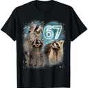 67 Meme Racoon Howling at The Moon 67 T-Shirt 6 7 Halloween T-Shirt, Size Large