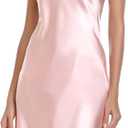 Vlazom Women Sexy Lingerie Satin Nightgown Silk Chemise Mini Slips V Neck Negligee Sleepwear with Adjustable Straps (Large, Pink)