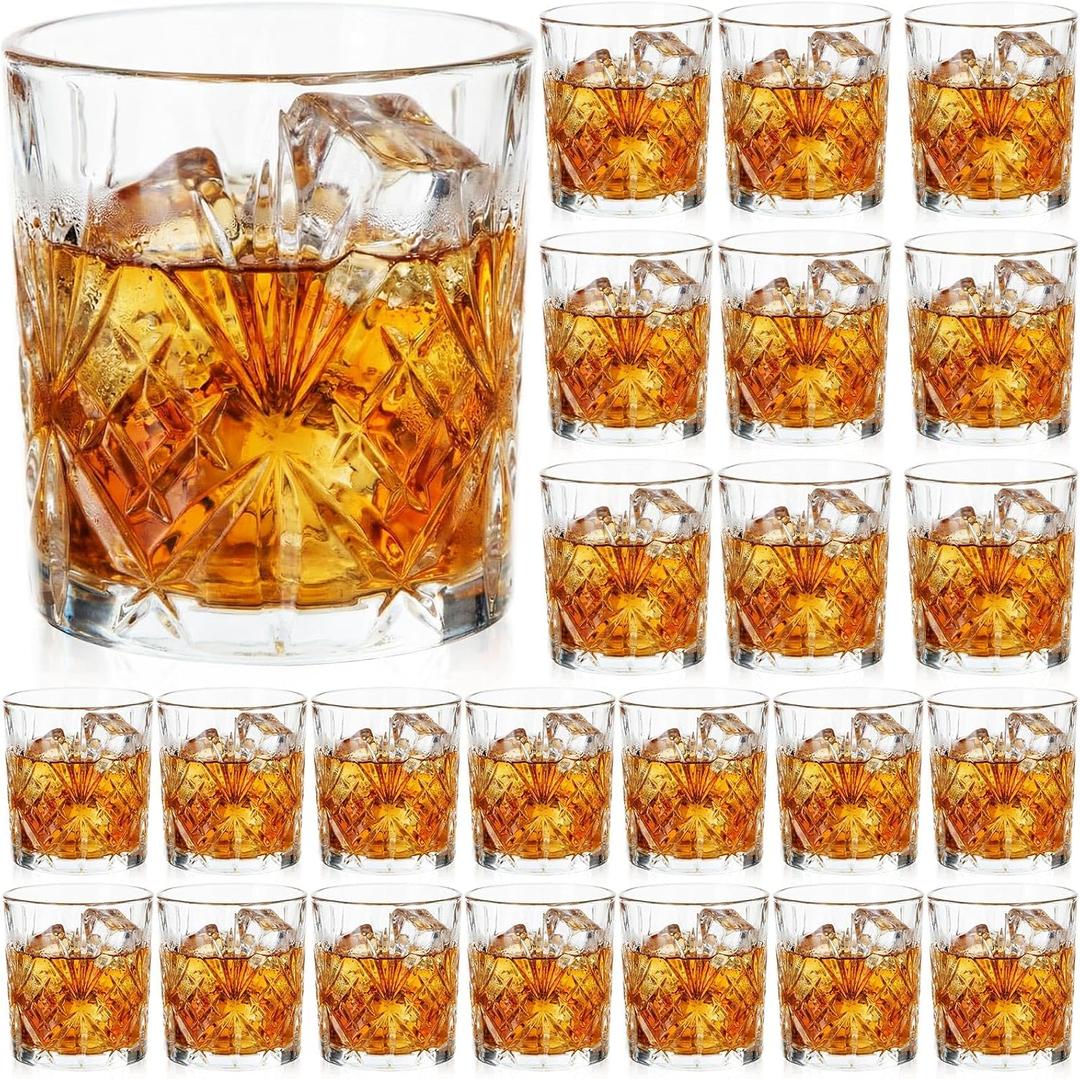 24 Pcs Old Fashioned Whiskey Glasses 12 oz, Elegant Crystal