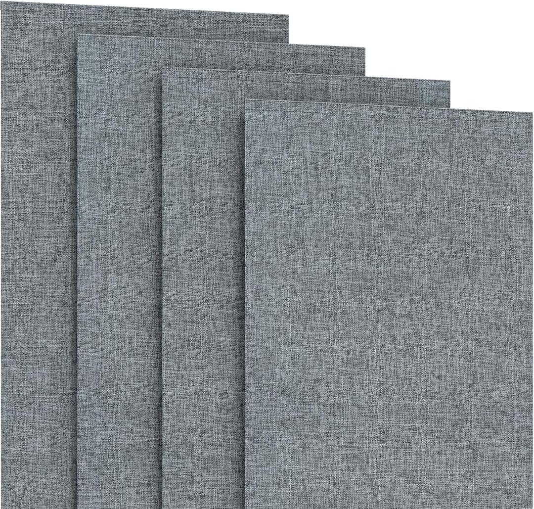 4-Panel Replacement Fabric for Sliding Panel Track Blinds  23" W x 96" L  Fabric Only  Pre-Attached Hook & Loop Fasteners  Trimmable, No Bottom Rail Included, Room Darkening - Grey