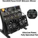 NerdOCTaxe Bitcoin Miner, Upgraded ASIC Miner 9.6TH/s 16.6J/TH Efficiency 160W Low Power, 2.4G Signal & Quiet Dual Fan Open-Source Crypto Machine for BTC Mining