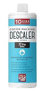 Descaler (32 fl oz) - Made in the USA - Universal Descaling Solution for Keurig, Nespresso, Delonghi and All Single Use Coffee and Espresso Machines