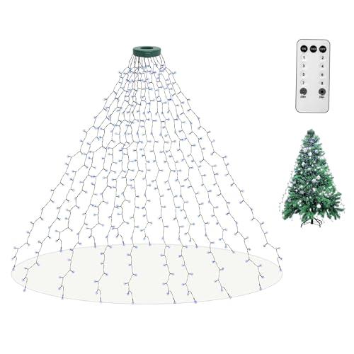 aneeway 400 LED Christmas Tree Lights, 6.6FT Christmas Lights with Remote Control & 8 Modes, 16 String Lights with Memory Function, Timer for Xmas Tree Decorations - White