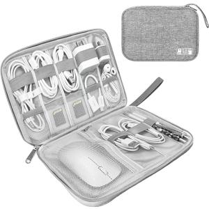 Electronics Organizer Travel Case,Electronic Accessories Storage Bag,Portable Waterproof Cable Organizer Bag,Travel Cord Organizer Bag for Small Charging Cord Storage,Cables,SD Card (Grey) (Single Layer)