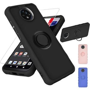 for Orbic Joy2 Case Compatible for Orbic Joy 2 Phone Case RC656V 2024 Cover [with Tempered Glass Screen Protector][ 2MM Thickening Super Protection][Ring Support] Black