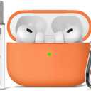 Ljusmicker for AirPods Pro Case Cover with Cleaner Kit,Soft Silicone Protective Cases for AirPod Pro 2nd/1st Generation for Women Men,AirPods Pro 2 Case Accessories with Keychain-Orange