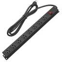 HHSOET Metal 8 Outlet Mountable Power Strip, Wall Mount Outlet Heavy Duty, Wide Spaced Commercial Shop Power Strip with Switch, 15A 125V 1875W, 6 FT SJT 14AWG Power Cord.(Black)