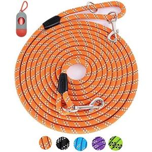 Long Rope Leash for Dog Training 50FT, Reflective Threads Check Cord Recall Training Agility Dog Lead for Large Medium Small Dogs, Dog Tie-Out Cable for Playing, Camping, or Backyard, Size: 50FT* 1/3inch