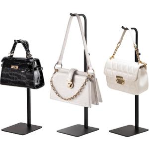 pickpiff 3 Pack Purse Holder Handbag Display Stand: Black Hanger Rack for Bags, Purses, and Wreath, Adjustable Hook Stand for Tabletop, Closet, and Retail Use for Vendors