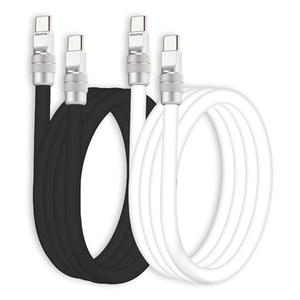 chubbycable Couple Chubby 2 Pack 240W USB C Cable Extra Thick Silicone Fast Charging Cable Compatible with iPhone 17-15 Series iPad Galaxy Series, Black+White, Type-C to Type-C, 19.6FT