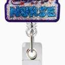 Nurse Badge Reel Retractable with Alligator Clip Glitter Acrylic Badge Holder Cute ID Badge Holder Clip Nurse Office Supplies for Medical Worker Employee Doctor
