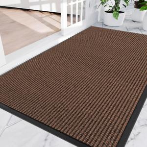 Amyracel Front Door Mat 3x10, Heavy Duty Waterproof Indoor Outdoor Doormat, Brown