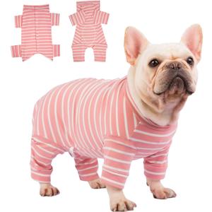 Dog Surgery Recovery Suit, Puppy Cat Onesie for Shedding Skin Disease Wound Protection, Medical Pet Surgical Suit w/Long Sleeve, Dog Pajamas (Pink, Small)
