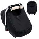 Winter Baby Car Seat Cover, Infant Car Seat Cover with Thickened Fleece Lined, Warm Carseat Covers with Side Breathable Holes, Baby Carrier Canopy with Privacy Flip for Rain Snow Cold Weather (Black)