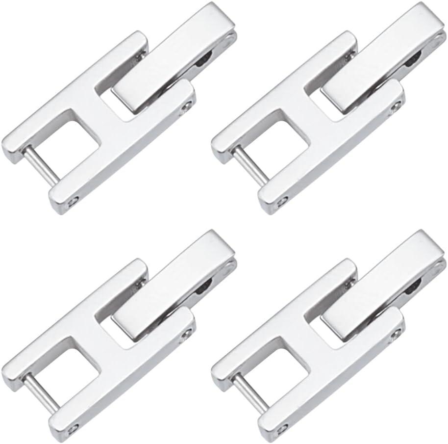 WEBEEDY 4 PCS Fold Over Clasp Set for Bracelet or Watch Stainless Steel Watch Extension Clasp Square Metal Strap Replacement Accessories for Jewelry Making Women Adults DIY Craft,Silver,20x7mm