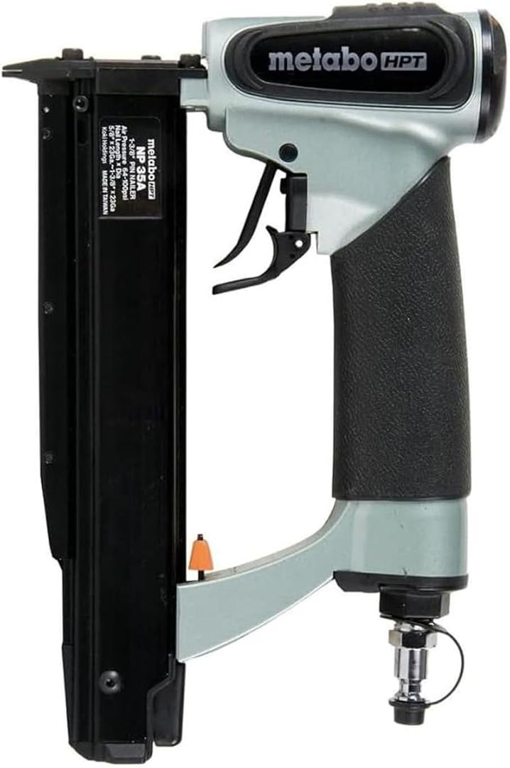 Metabo HPT Pin Nailer, Pro-Preferred Pneumatic Power Nailers for Cabinets, Trim, and Crafting, Makes Invisible Holes, Lightweight 2.0 lbs Tool, 23 Gauge, 5/8" to 1-3/8" Headless Micro Pins, NP35A