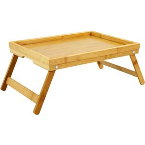 Bamboo TV Bed Tray Table with Folding Legs Serving Trays Drawing Table Portable Laptop Desk Snack Table Breakfast Trays (Natural)