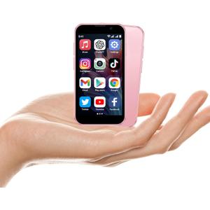 Mini Phone 3.0" HD Touch Screen Mini Smartphone World's Smallest Unlocked Android Compact Mobile Phone for Kids & Students Cell Phone wih GPS Dual SIM Face ID 2GB+16GB Pink