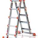 LANBITOU Ladder, A Frame 5 Step Ladder Extension, 17 Ft Anti-Slip Multi Position Ladder, Storage Folding Ladder, 330 lbs Security Load Telescoping Aluminum Ladders for Stairs Home Indoor Outdoor Roof