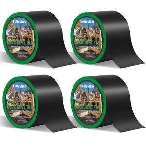 Butyl Tape, 4" X 50' Weather Resistant Deck Tape, Anti-Corrosion Flashing Tape for Decks, Beams and Wood (4 Rolls)