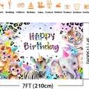 Animals Birthday Backdrop Pastel Rainbow Cheetah Photo Background Wild Safari Animals Birthday Leopard Theme Party Decoration Banner (82"x59")