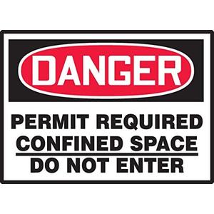 AccuformNMC "Danger Permit Required: Confined Space Do Not Enter", 5 Adhesive Vinyl Safety Labels, 3.5" x 5", LCSP264VSP, American Made Safety Tags, Signs, and Labels