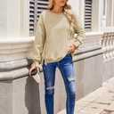 Zeagoo Women's Casual Sweatshirts Crewneck Long Sleeve Fuzzy Fleece Jackets Side Slit Midweight Pullover Fall Fashion 2025 (S)