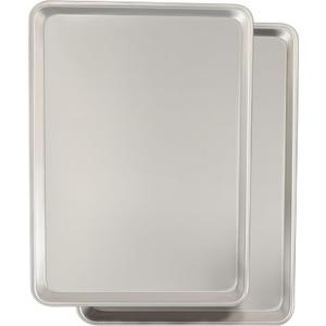 Commercial Quality Baking Sheet Pan Set, Natural Aluminum Cookie Sheet, Umite Chef Warp Resistant Baker's Half Sheet Pan, Large Thick Cookie Tray Pans for Baking, Roasting(2 Pack, 18X13In)