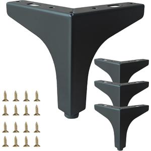 4 Pack 4" Matte Black Metal Furniture Legs, 1.4mm Thickness Metal Cabinet Feet(Black)
