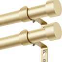 KAMANINA Curtain Rods 2 Pack, Heavy Duty Curtain Rod for Windows 28 to 48 Inch, 1 Inch Gold Modern Drapery Rods with End Cap (32"-58", 2Pack)