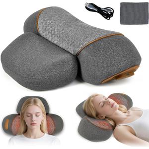 3-in-1 Heated Neck and Shoulder Massage Pillow, Deep Tissue Shiatsu Massager for Pain Relief, Muscle Relaxation, Ergonomic Support, Gift for Men & Women