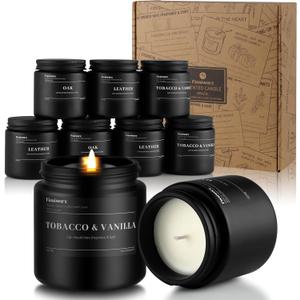 FISSIWORX 3 Pack Scented Candles Set Gifts for Men, Aromatherapy Candle Set with Scents (Leather/Vanilla/Oak) - Gift for Dad, Boyfriend, Birthday, Father’s Day, Anniversary