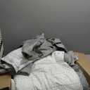 WONGS BEDDING Boho Comforter Set King Size,7 Pieces Grey White Geometric Bohemian Bed in a Bag Comforter Complete Striped Bedding Set for All Season with Sheets, Pillowcases & Shams Soft Microfiber