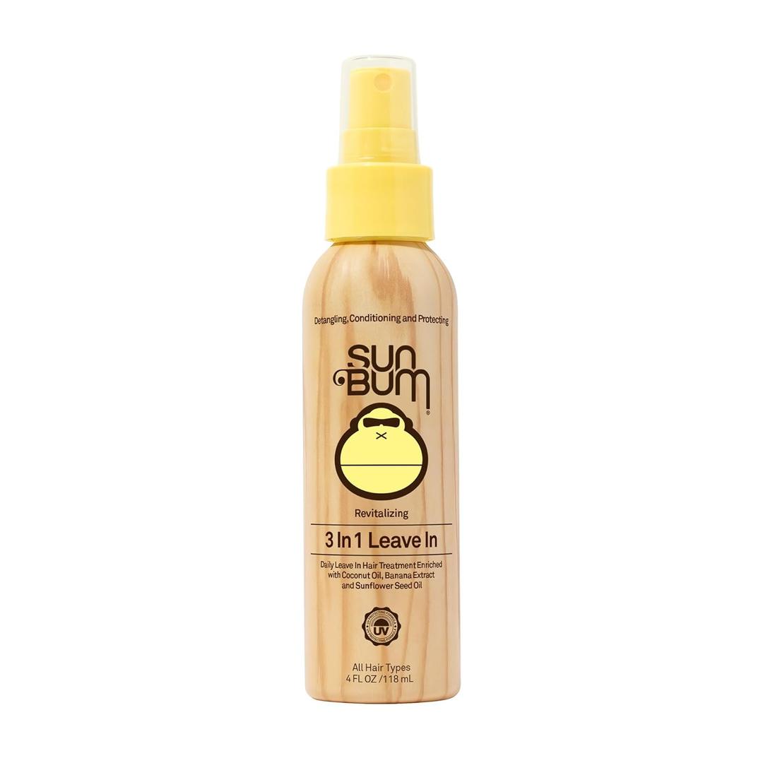 Sun Bum Revitalizing 3 in 1 Leave In Conditioner - Anti Frizz Detangler - Color Safe with UV Protection - Enriched with Coconut Oil and Banana - 4 oz
