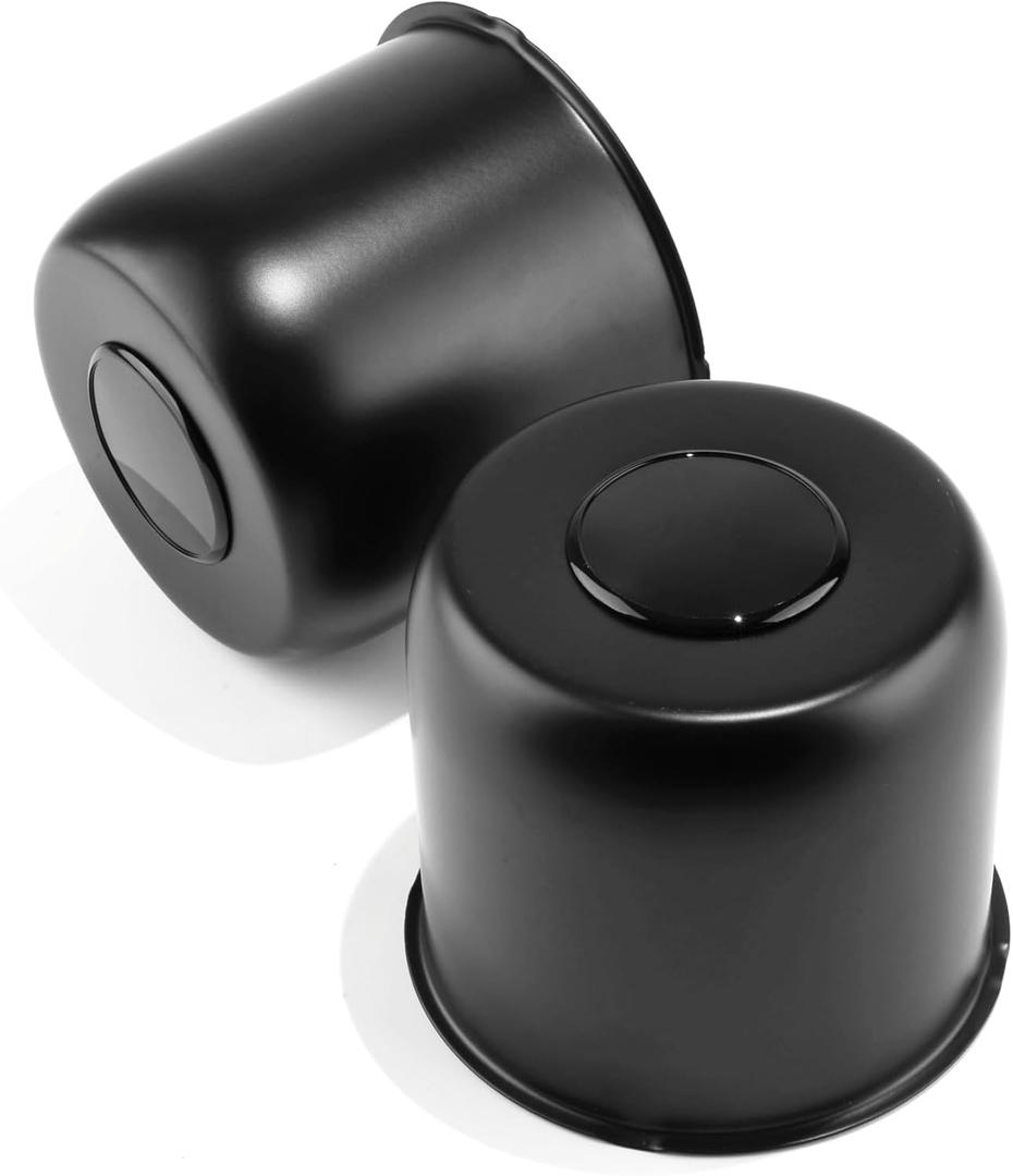 2Pcs 4.9" Push Through Wheel Center Caps Stainless Trailer Hub Cap for Truck SUV RV Wheel Rim (Fit 4.9" Bore 4.47" H Matt Black)